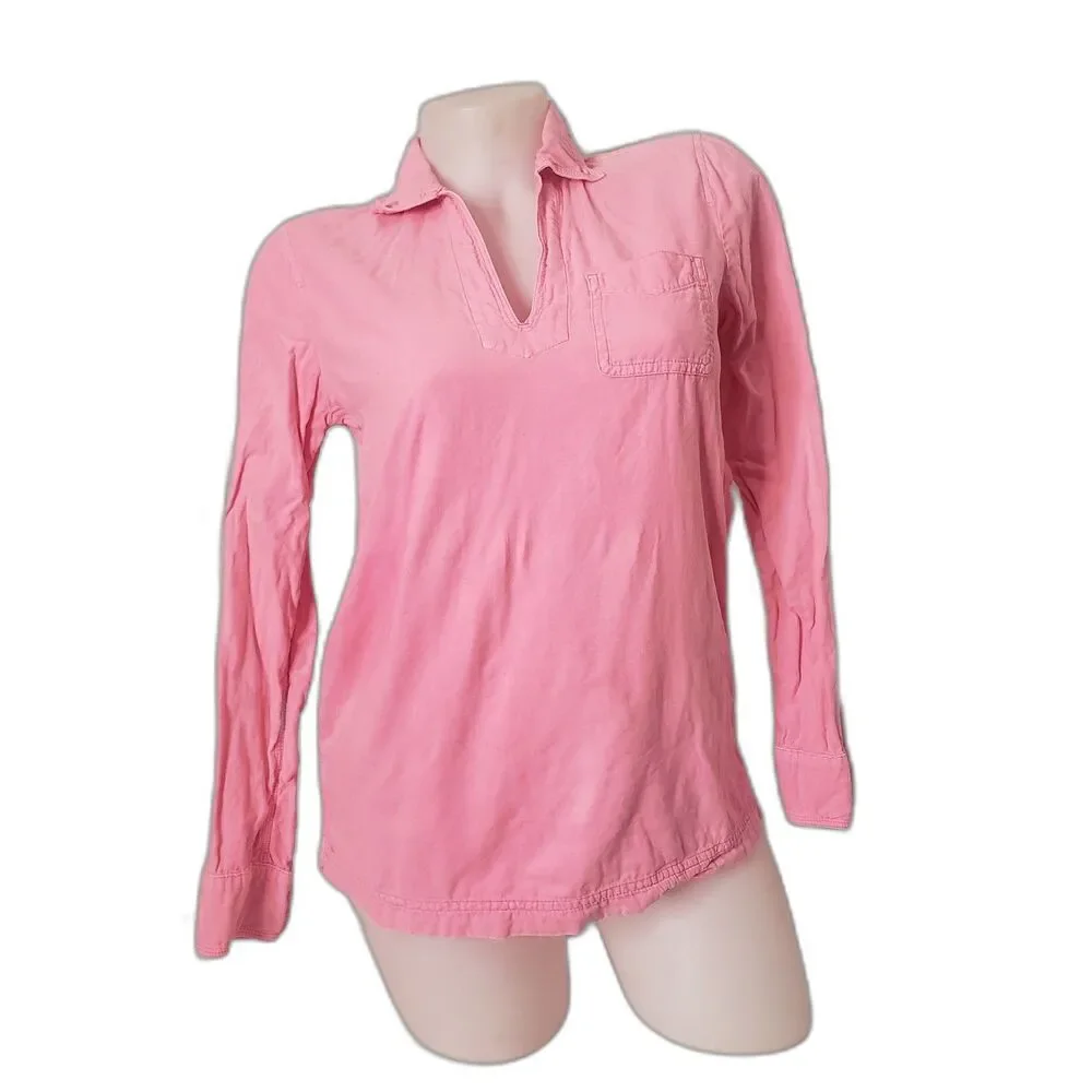 J.CREW Pink Cotton Long Sleeve Shirt Womens Size XS